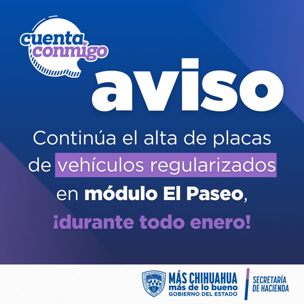 RECAUDACIÓN DE RENTAS EXTIENDE ATENCIÓN PARA ALTA DE PLACAS EN EL PASEO DURANTE ENERO