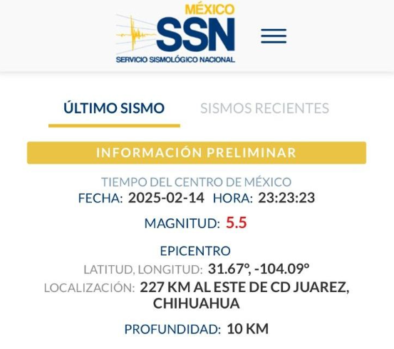 SACUDE SISMO DE 5.0 GRADOS CIUDAD JUÁREZ; REPORTA PROTECCIÓN CIVIL SALDO BLANCO TRAS EMERGENCIA