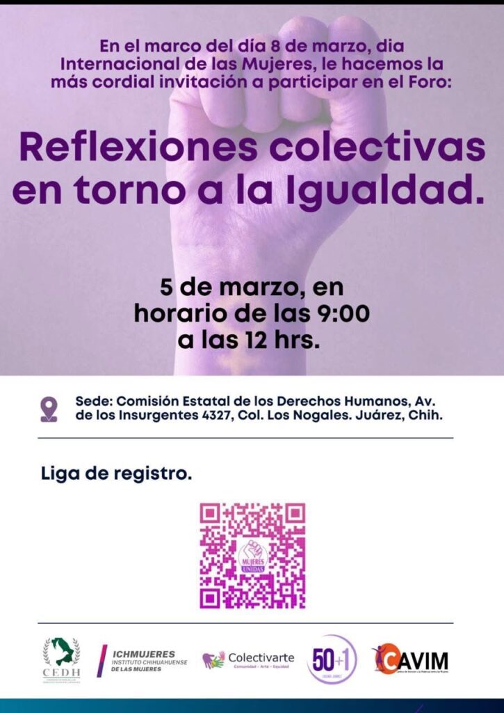 Realizará CEDH el “Foro: Reflexiones Colectivas en Torno a la Igualdad”