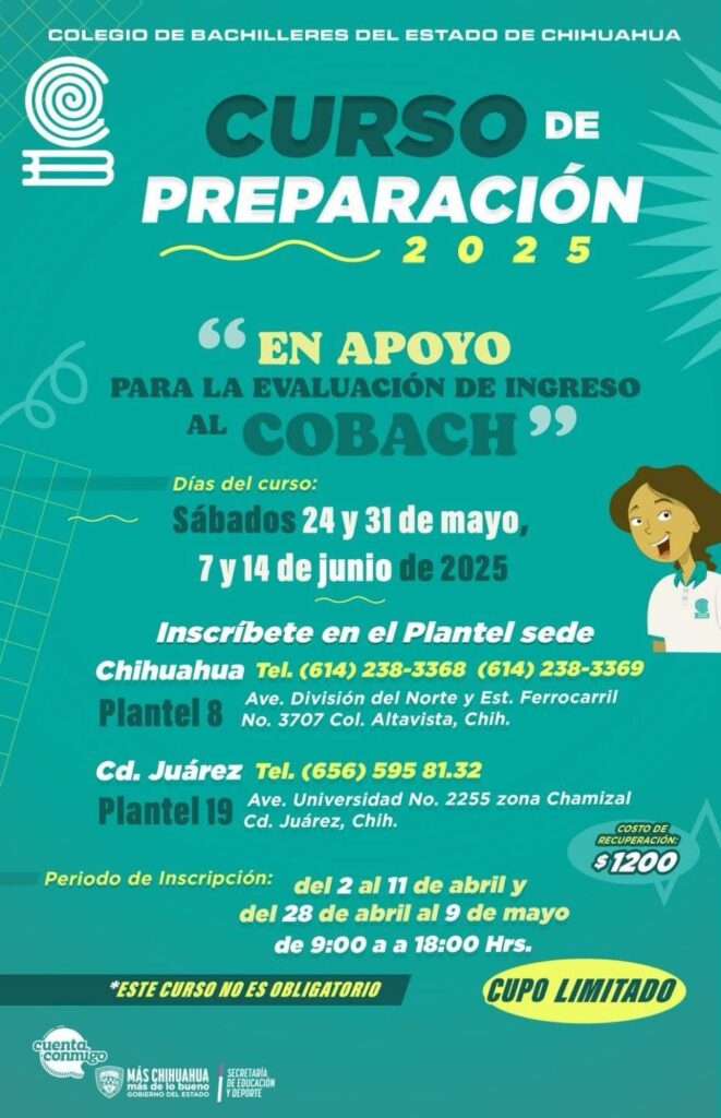 COBACH mantiene abierta la convocatoria para curso de preparación académica; nuevo periodo de inscripción será del 28 de abril al 9 de mayo